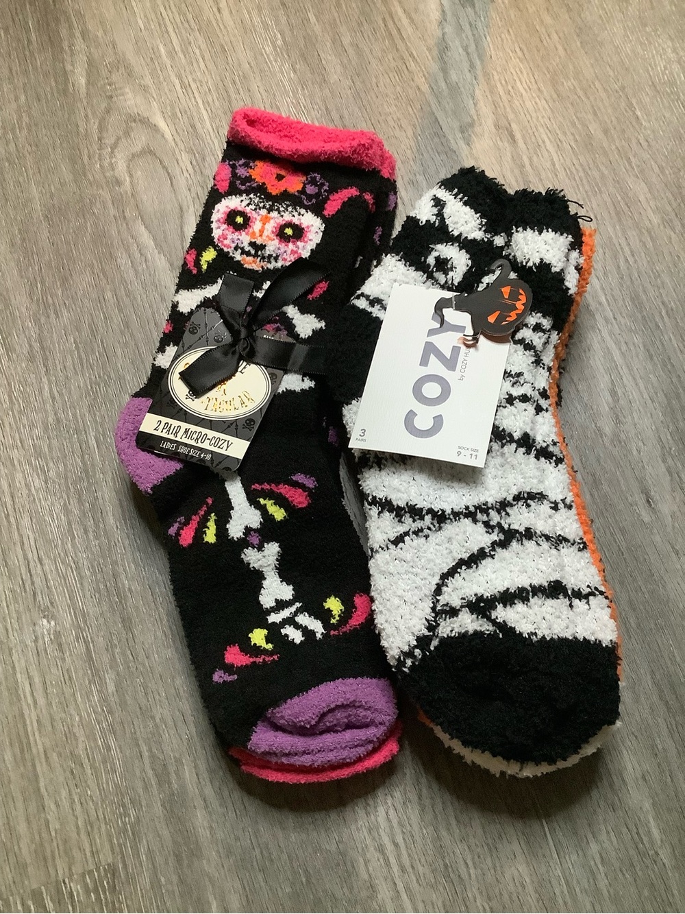 Women Halloween Micro- Socks — Black, White, Pink & Purple